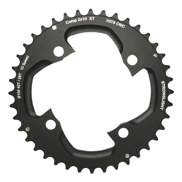 Plateau VTT 4 branches Ø 104 Pour Shimano Xt M785 Stronglight Double 40 dents Extérieur Noir (Pour Intérieur 28 dents) N