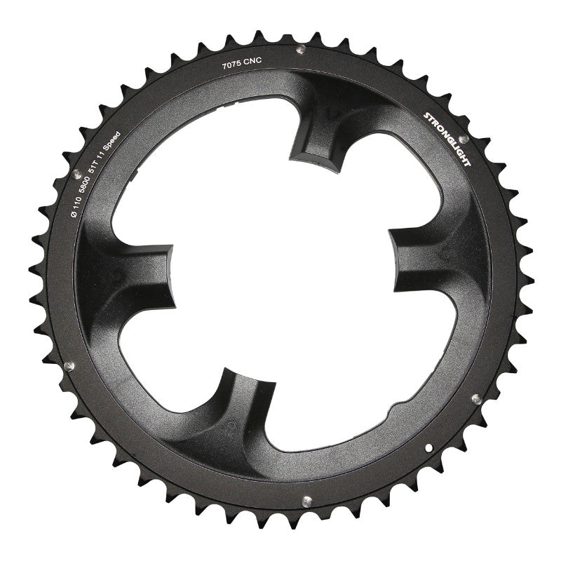 Plateau Route 4 branches Ø 110 Pour Shimano 105 5800 Stronglight 51 dents Extérieur Noir 11V.