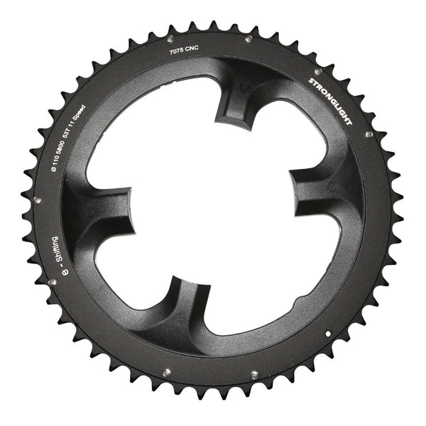 Plateau Route 4 branches Ø 110 Pour Shimano 105 5800 Stronglight 53 dents Extérieur Noir 11V.