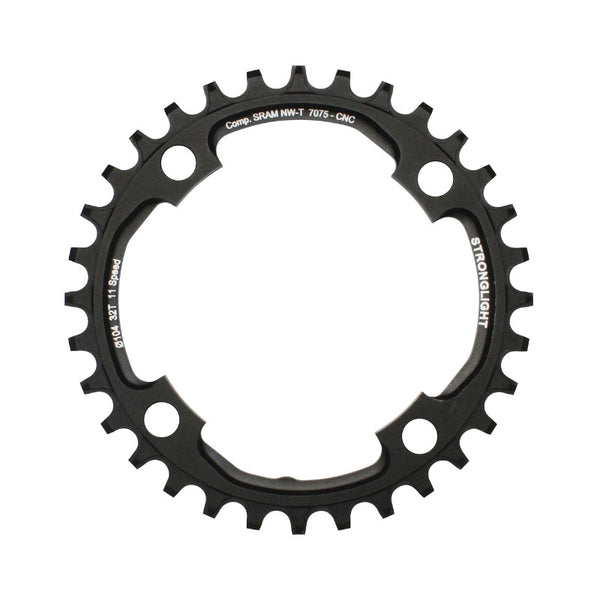 Plateau VTT 4 branches Ø 104 Pour Sram Xo1 Stronglight 32 dents Mono Noir Alu 7075 11V. Narrow Wide - Épaisseur 5 mm