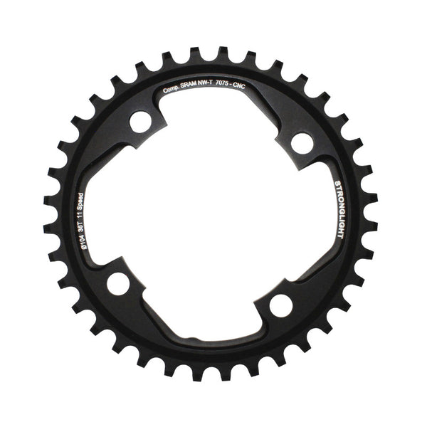 Plateau VTT 4 branches Ø 104 Pour Sram Xo1 Stronglight 36 dents Mono Noir Alu 7075 11V. Narrow Wide - Épaisseur 5 mm