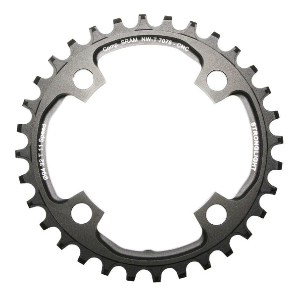 Plateau VTT 4 branches Ø 94 Pour Sram X01 Stronglight 32 dents Mono Noir Alu 7075 11V. Narrow Wide - Épaisseur 5 mm