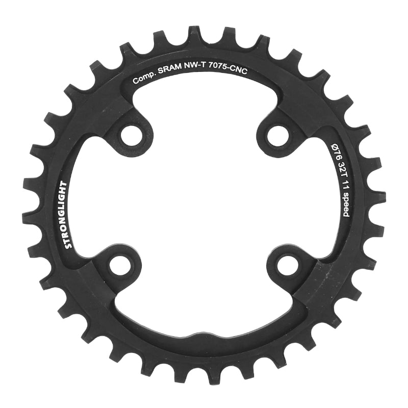 Plateau VTT 4 branches Ø 76 Pour Sram Xx1 Stronglight 32 dents Mono Noir Alu 7075 11V. Narrow Wide