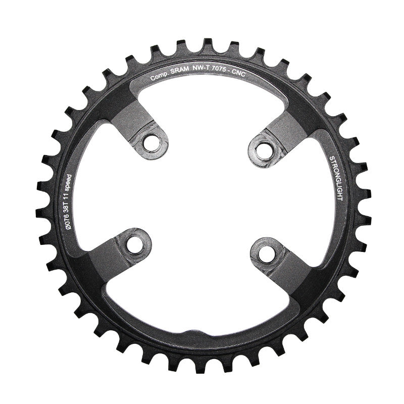 Plateau VTT 4 branches Ø 76 Pour Sram Xx1 Stronglight 38 dents Mono Noir Alu 7075 11V. Narrow Wide