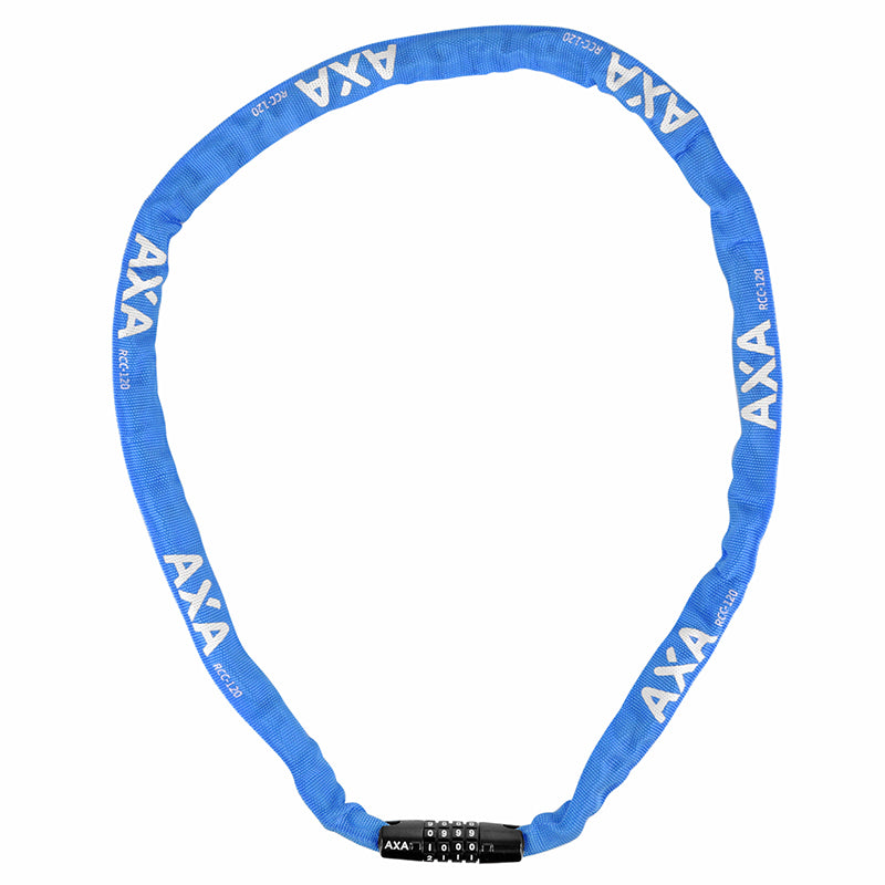 Antivol Vélo Chaîne A Combinaison - Code Axa Rigid Code Diam 3.5 mm L1.20M Bleu - Sécurité Niveau 3