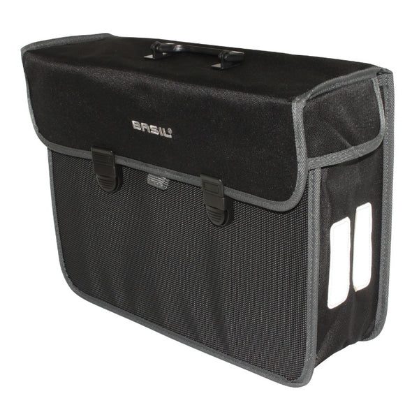 Sacoche Arrière Vélo Laterale Basil Malaga Droit-Gauche 17L Fixation Hook On Sur Porte Bagage Noir (40X16X31 cm)
