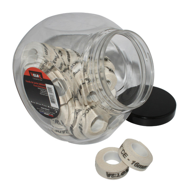 Fond De Jante Velox Tressé Adhesif En 16 mm Longueur 2M (Jarre De 30 Rouleaux)