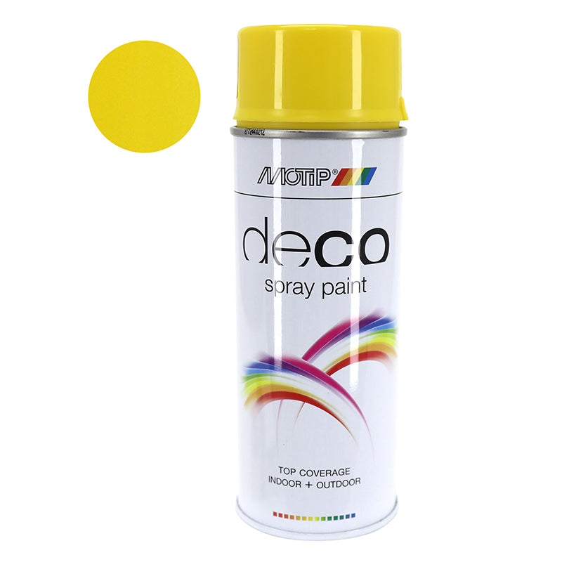 Bombe De Peinture Motip Deco Glycero Brillant Jaune Colza Aerosol 400Ml (01679)
