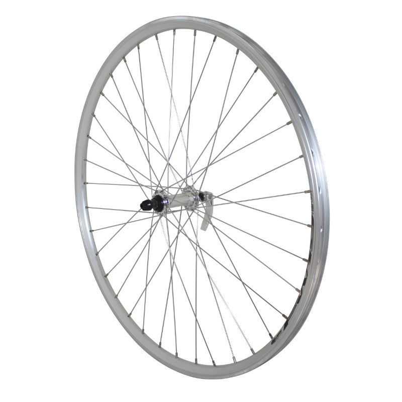 Roue VTC Patin Blocage 700 X 35 - 28" Er10 Argent Avant Moyeu Alu 36 Rayons Jante 19C