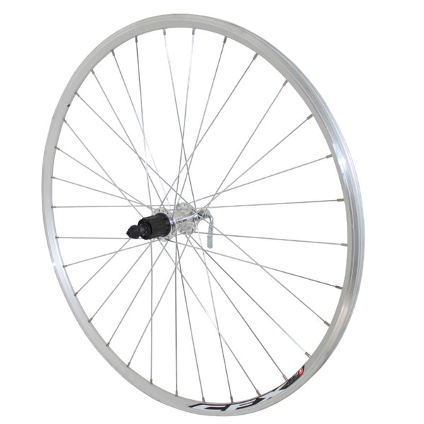 Roue Route Patin Blocage 700 Elan Cfx Argent Arrière Moyeu Alu Cassette Type Shimano 10-9-8V 32 Rayons Galva Jante 13C
