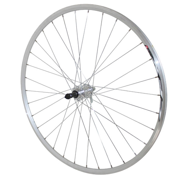 Roue Route Patin Blocage 700 Elan Cfx Argent Arrière Moyeu Alu Roue Libre 7-6-5V 32 Rayons Galva Jante 13C
