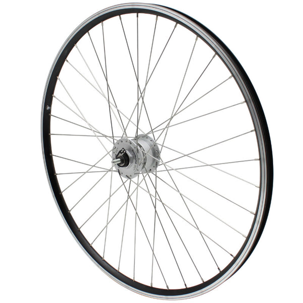 Roue VTC Patin 700 X 35 - 28" Er10 Noir Avant Moyeu Écrou Shimano Argent Dynamo Dh2N 6 Volt-2.4W (Éclairage Avant) Jante