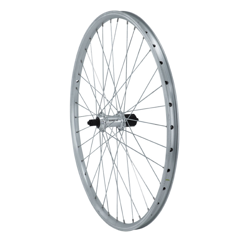 Roue VTT Patin Blocage 26" Er10 Arrière Argent Moyeu Shimano Qc300 10-9-8V 36 Rayons Jante 21C -Compatible 7V-