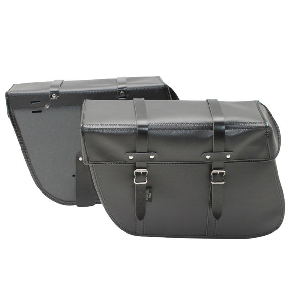 Sacoche Arrière Vélo Laterale Sporfabric S202 Trapeze Style Vintage - Fixation Courroie - Effet Cuir Noir (Lg36Xl11Xh28)