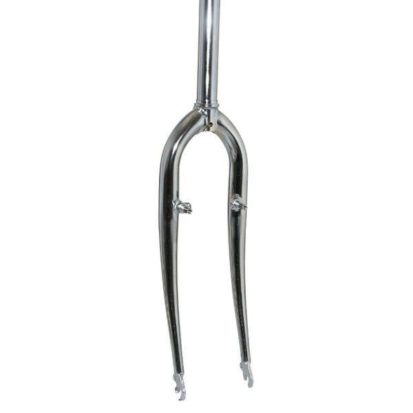 Fourche VTT 26'' Rigide Cintree Acier Chrome Avec Tasseaux Pivot Lisse 250 mm 1''1-8 - 28,6 mm Extérieur