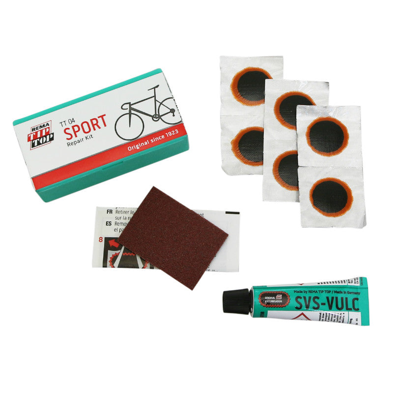 Kit Réparation Chambre A Air Tip Top Tt04 Sport Boite (6 Patchs F0 15 mm + Colle 3G + Papier Ponce) Avec Notice (5060045