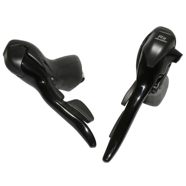 Levier-Manette Route Patin Microshift 8V. Double Alu Noir Compatible Shimano (Paire Sachet Pour Atelier)
