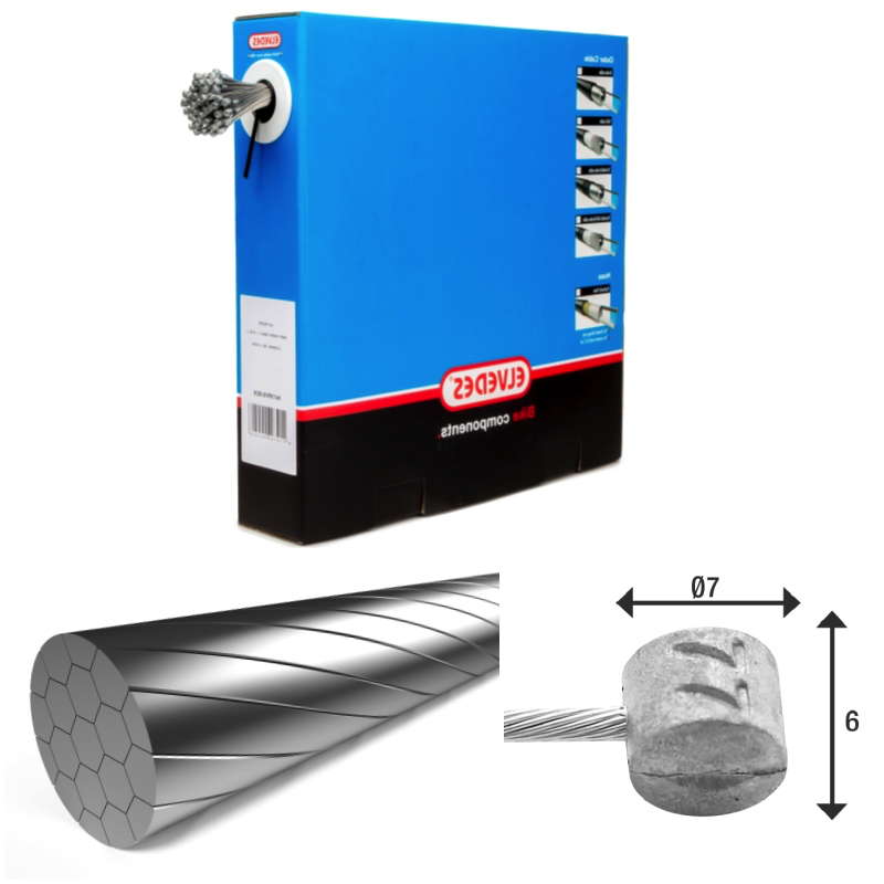 100 câble de freins 2 000mm 1x19 fils inox Slick Elvedes Ø1,5mm tête en T Ø7x6