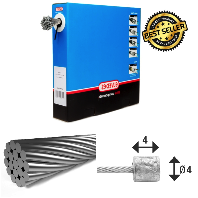 100 câble de transmission 2250mm 1x19 fils inox Elvedes Ø1,1mm avec tête N Ø4x4