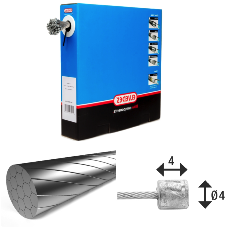 100 câble de transmission 2250mm 1x19 fils inox Slick Elvedes Ø1,1mm avec tête N