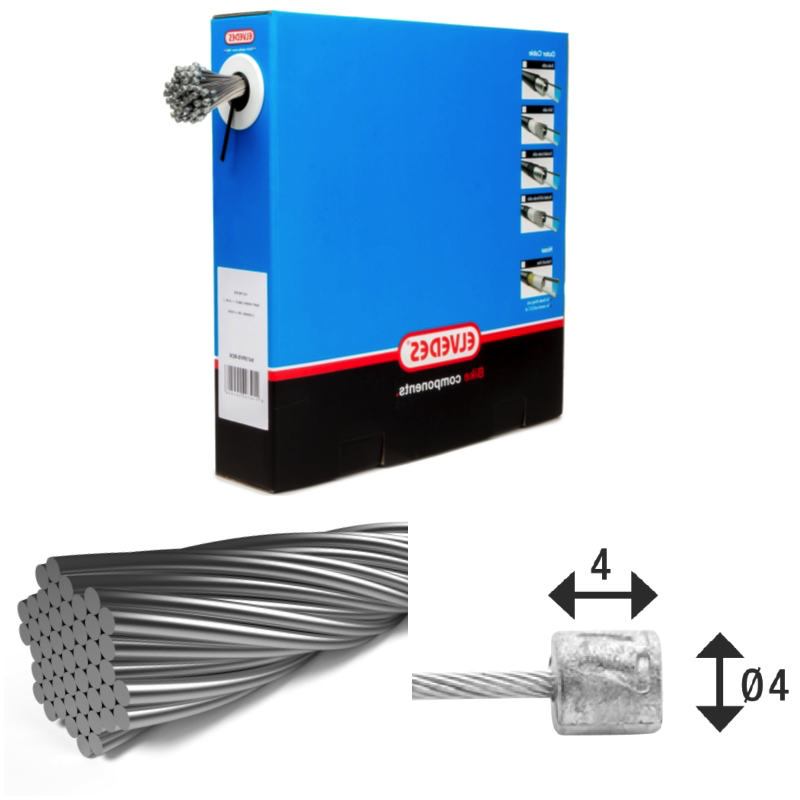 100 câble de transmission 2250mm 7x7 fils inox Elvedes Ø1,1mm avec tête N Ø4x4