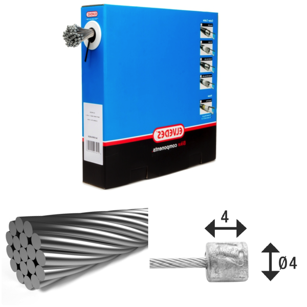 50 câble de transmission 3000mm 1x19 fils Elvedes Stainless Ø1,1mm avec tête N Ø4x4
