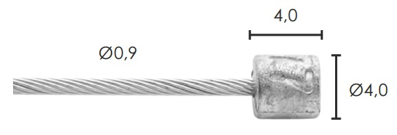 50 câble Elvedes Superflex 2500mm 49 fils inox Slick Ø0,9mm tête N Ø4x4mm