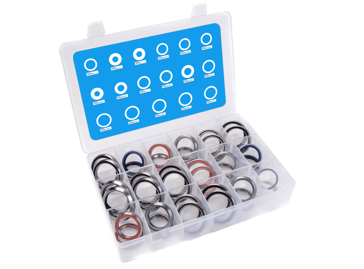Boite d'assortiment de roulement de jeu de direction (17 paires + 10 spacers Elvedes