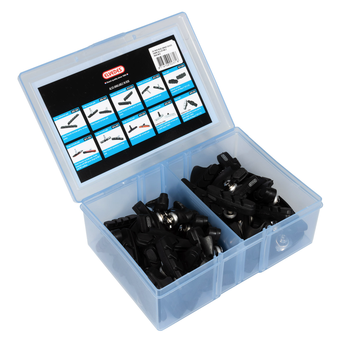 Boite de 25 paires patins de freins Elvedes pour Shimano route monobloc