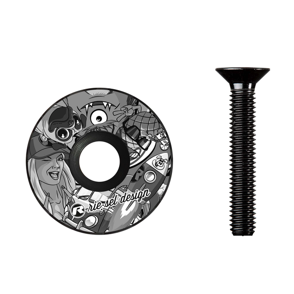 Bouchon de direction Riesel Design STEM:CAP stickerbomb eyecatcher ultra black
