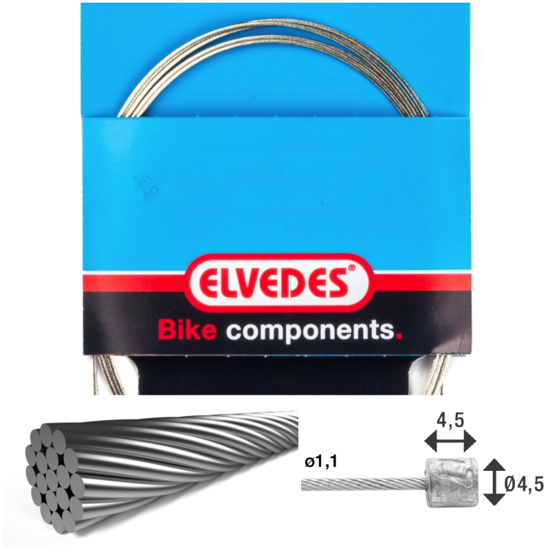 Câble de transmission 2250mm 1x19 fils Elvedes Stainless Ø1,1mm avec tête N Ø4,5x4,5