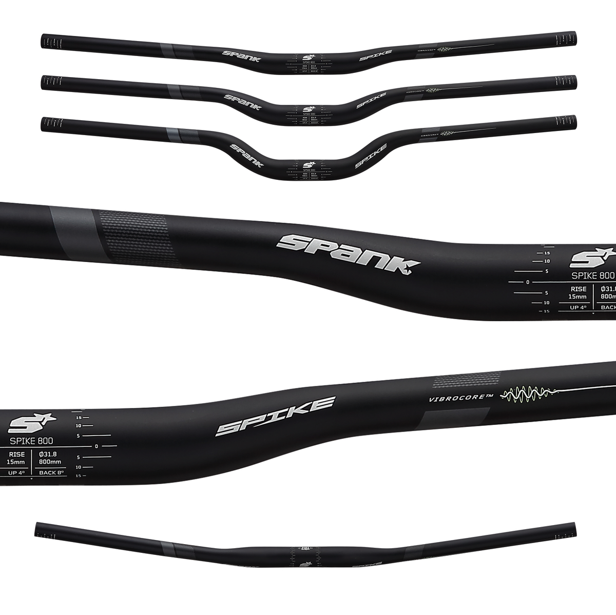 Cintre Spank Spike 800 Vibrocore, rise 50mm, noir/gris LTD