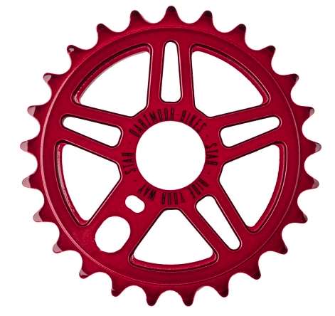 Couronne Dartmoor pour BMX Star alu 7075, 23T, red anod.
