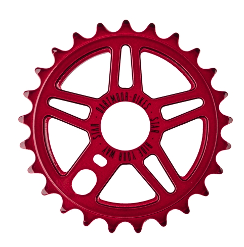 Couronne Dartmoor pour BMX Star alu 7075, 25T, red anod.