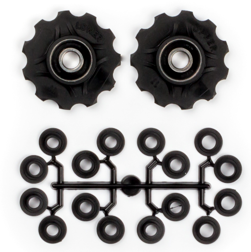 Galets de dérailleur 2 x 11 dents roulements annulaires + Elvedes Spacers, boite de 10