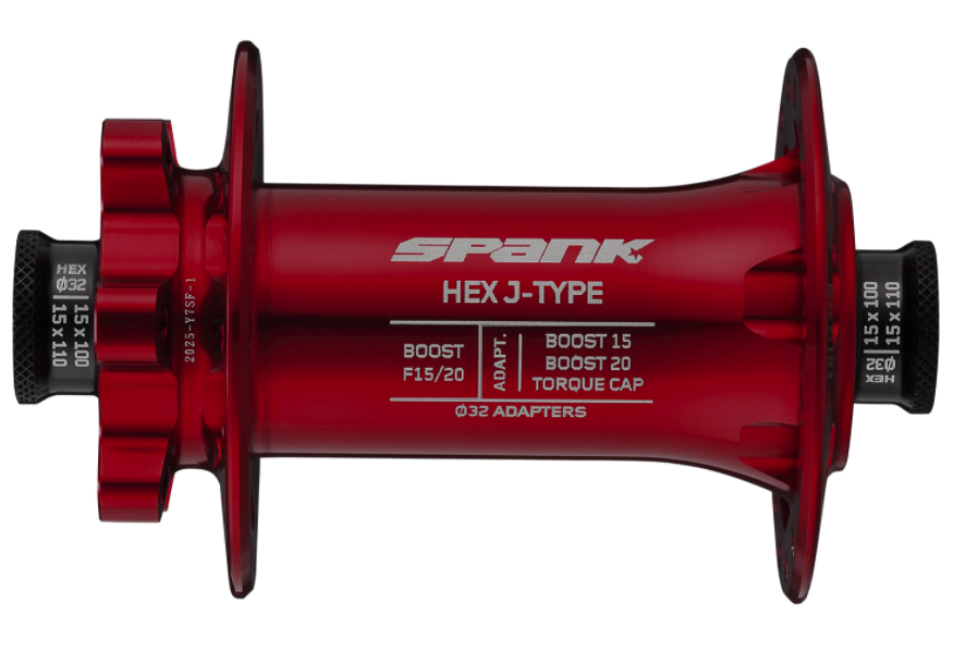 Moyeu avant Spank HEX J-Type Boost F15/20, 32 trous, rouge