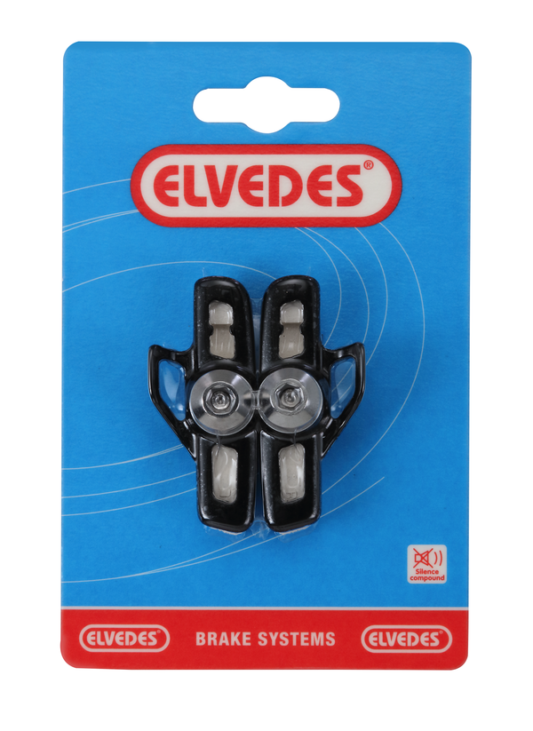 Paire de patins plus porte patins alu route 55mm White Elvedes Compound pour Campagnolo