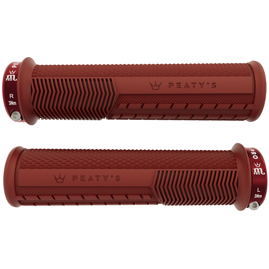 Poignées Peaty's Monarch Pro Knurl fin (30-32mm) Supersoft Bric Red