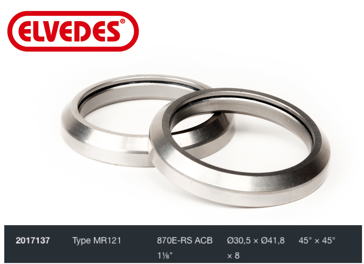 Roulement de jeu de direction Elvedes type MR121 1-1/8" Ø30,5xØ41,8x8 45°x45°