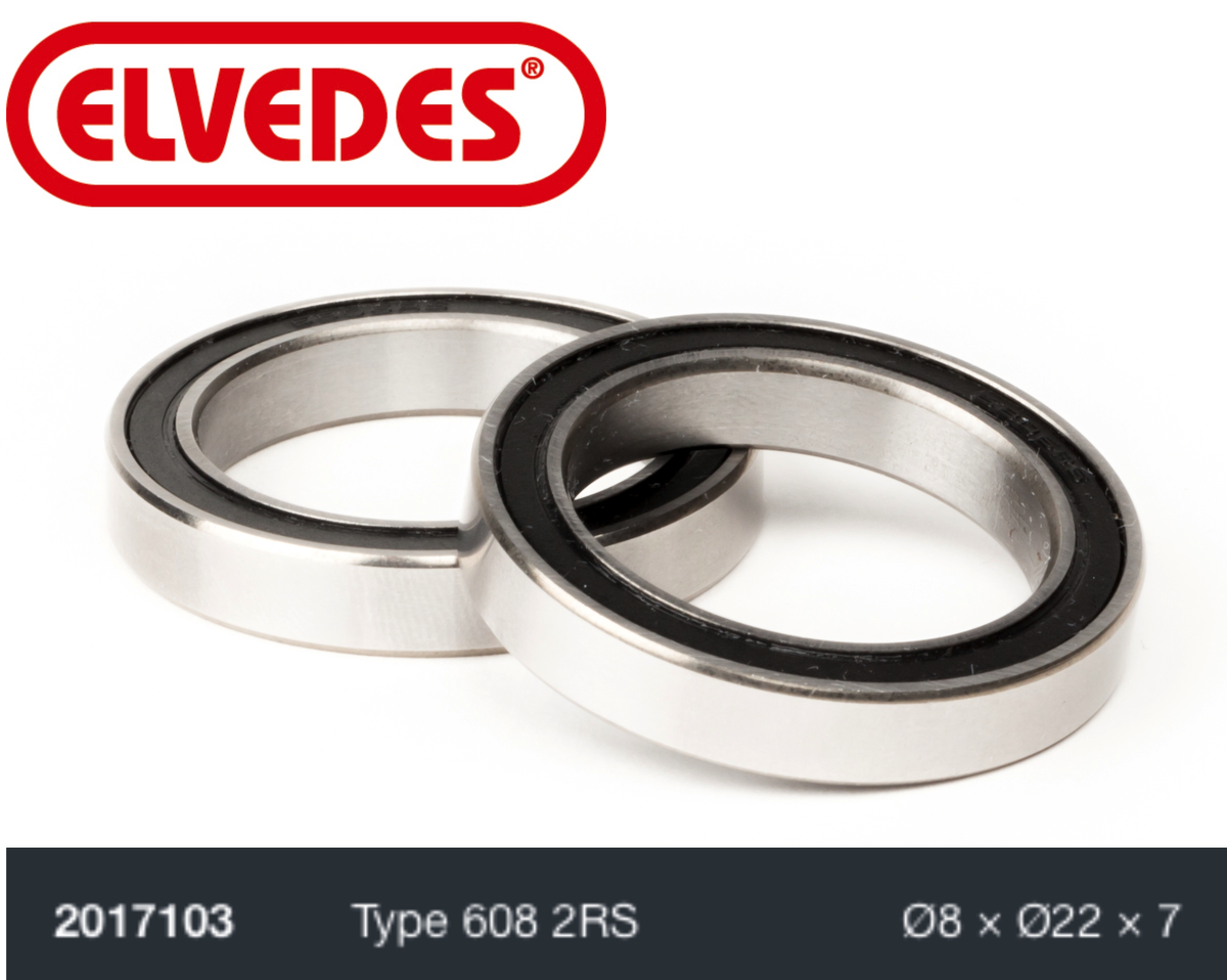 Roulement Elvedes type 608 2RS Ø8 x Ø22 x 7