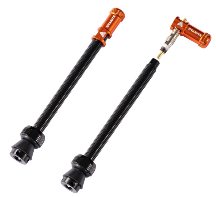 Valves (80mm) et bouchons de valve Granite CNC/démonte obus Orange Juicy Nippl