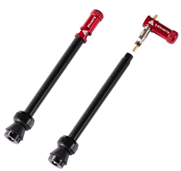 Valves (80mm) et bouchons de valve Granite CNC/démonte obus Rouge Juicy Nipple