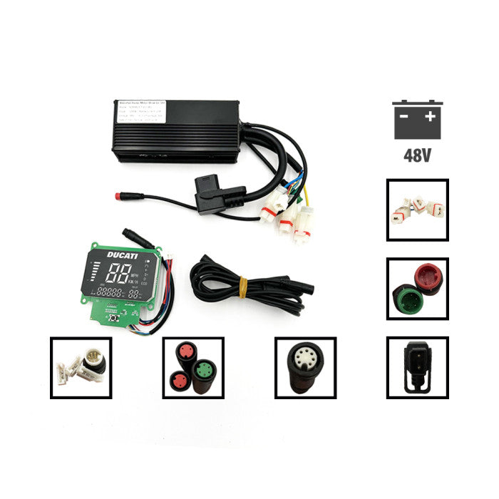 Kit display et controleur Ducati 48V Scrambler E-Cross prise C18 en situation