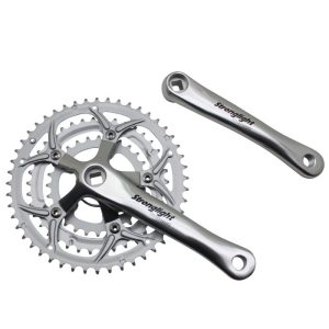Pédalier Route Stronglight 9-10V. Impact Eco Argent 170 mm 48-38-28 Compatible 8V. (Axe Carré 115 mm)