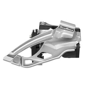 Dérailleur VTT Avant Sunrace Ms66 A Collier Bas 34,9 Pour Double Plateau 38X26 Et 36X22 Tirage Haut-Bas (Avec Collier Adaptateur 31.8 Et 28.6) Pour 10-9V. (Vendu A L Unite)