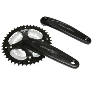 Pédalier VTT Stronglight Argos 8-9V. Alu Argent Grand Plateau Noir 170 mm 42-34-24 (Boîtier 113 mm)