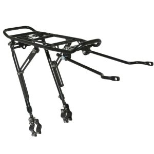 Porte Bagage Vélo Arrière A Tringles P2R Fixation Sur Haubans Alu Noir Réglable 26" A 29'' (Surface Plateforme 39 X 14 cm) - Poids 25 Kg