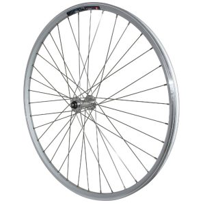 Hybrid Wheel Shoe Lockout 700 X 35 - 28" M260 Front Reinforced Hub Miche Magnum Silver Special Rental Fleet Rim 19C 36 Stainless Spokes -Max. Weight 130 Kg