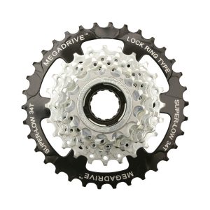 Roue Libre 7V. Sunrace 13-34 Megadrive Megarange Argent Indexee (En Boite)