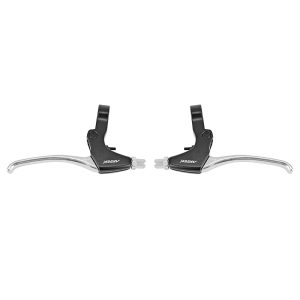 Brake Lever MTB-Hybrid V-Brake 4 Fingers Newton Aluminum Silver-Black (Pair on Card)
